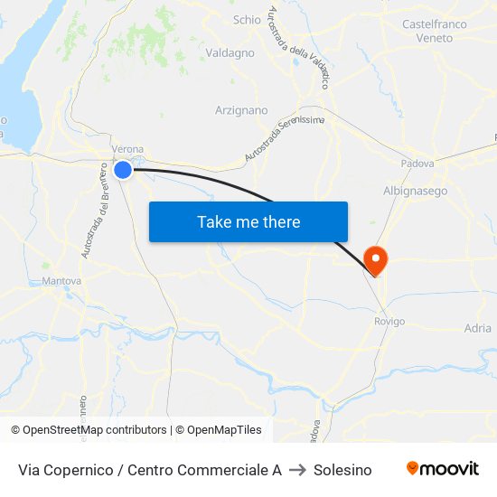 Via Copernico / Centro Commerciale A to Solesino map