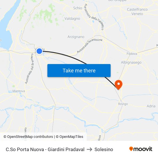 C.So Porta Nuova - Giardini Pradaval to Solesino map