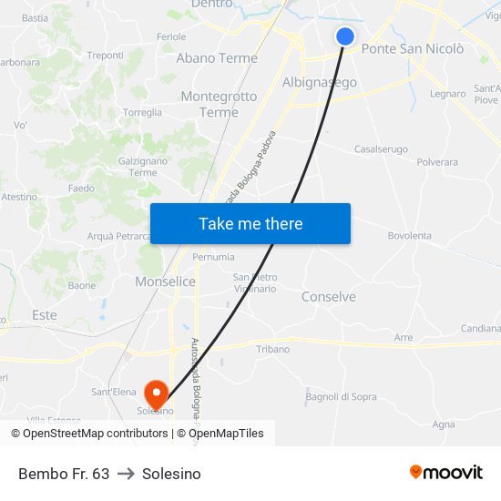 Bembo Fr. 63 to Solesino map
