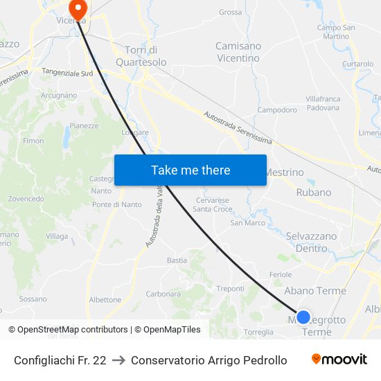 Configliachi Fr. 22 to Conservatorio Arrigo Pedrollo map