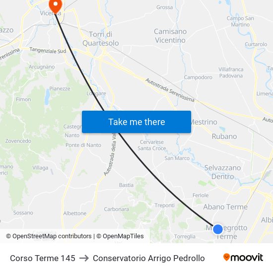 Corso Terme 145 to Conservatorio Arrigo Pedrollo map