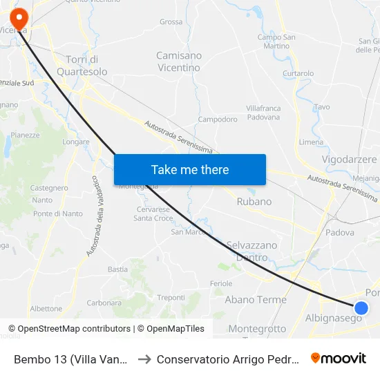 Bembo 13 (Villa Vanna) to Arrigo Pedrollo Conservatory map