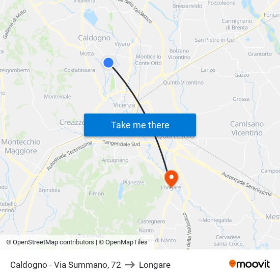 Caldogno - Via Summano, 72 to Longare map