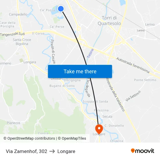 Zamenhof Street, 302 to Longare map
