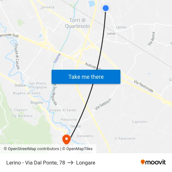 Lerino - Dal Ponte Street, 78 to Longare map