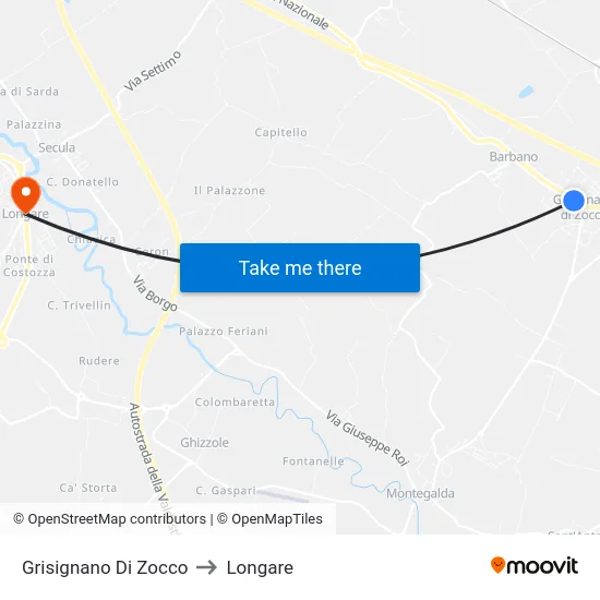 Grisignano Di Zocco to Longare map