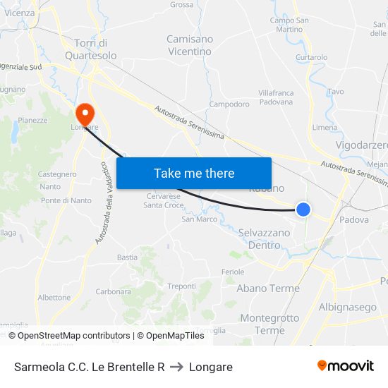 Sarmeola C.C. Le Brentelle R to Longare map