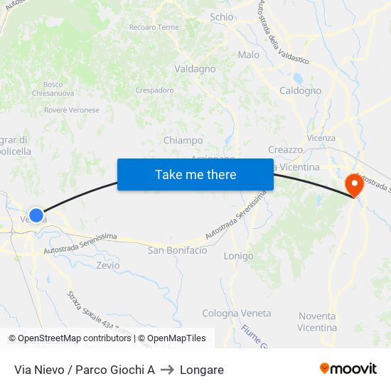 Via Nievo / Parco Giochi A to Longare map