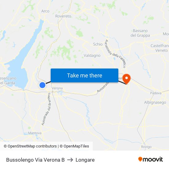 Bussolengo Via Verona B to Longare map