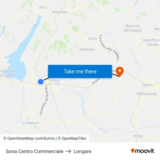 Sona Centro Commerciale to Longare map