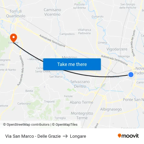 San Marco Street - Delle Grazie to Longare map