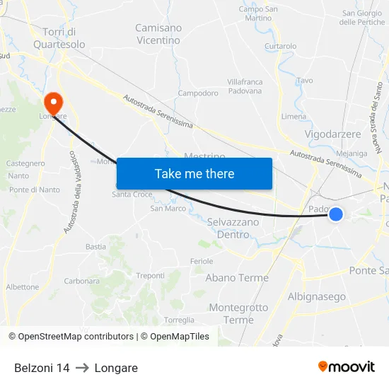 Belzoni 14 to Longare map