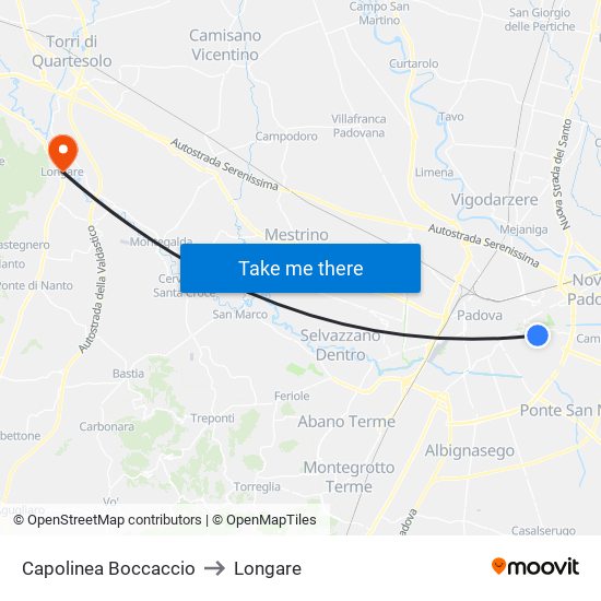 Capolinea Boccaccio to Longare map