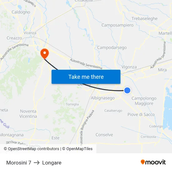 Morosini 7 to Longare map