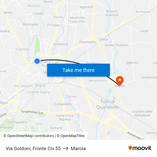 Via Goldoni, Opposite #55 to Marola map