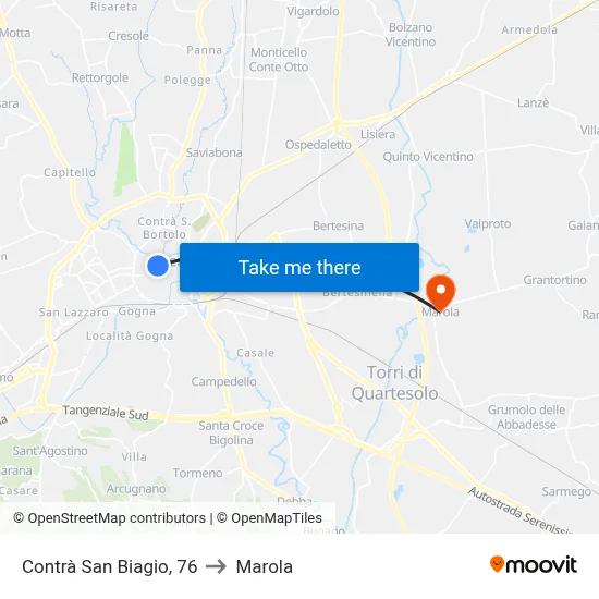 San Biagio Street, 76 to Marola map