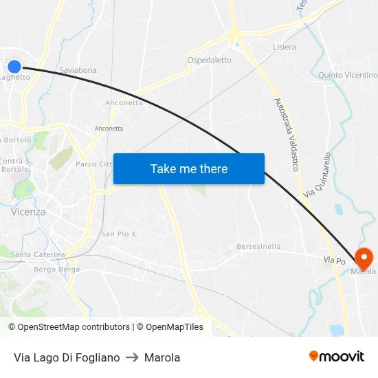 Lago Di Fogliano Street to Marola map