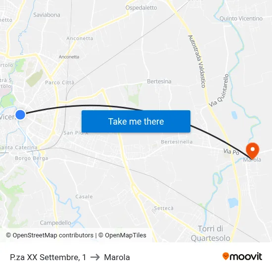 Piazza XX September, 1 to Marola map