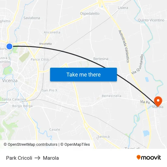 Park Cricoli to Marola map