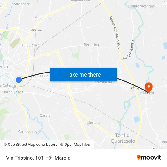 Via Trissino, 101 to Marola map
