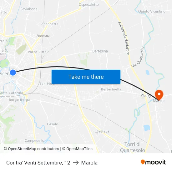 Contra Twenty September, 12 to Marola map