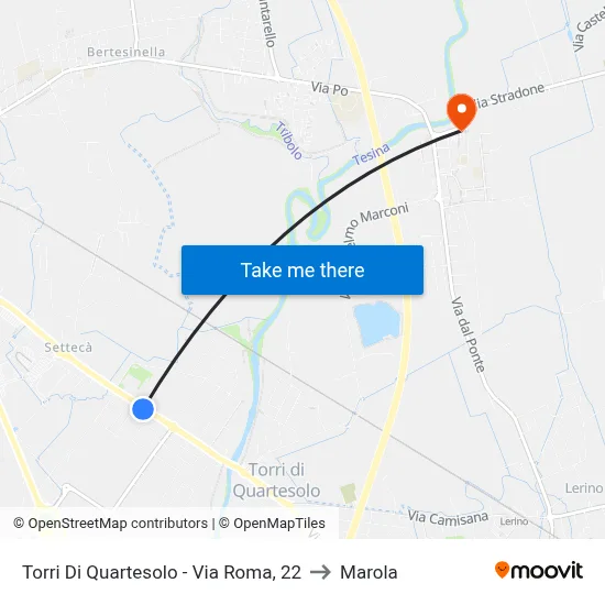 Torri Di Quartesolo - Via Roma, 22 to Marola map