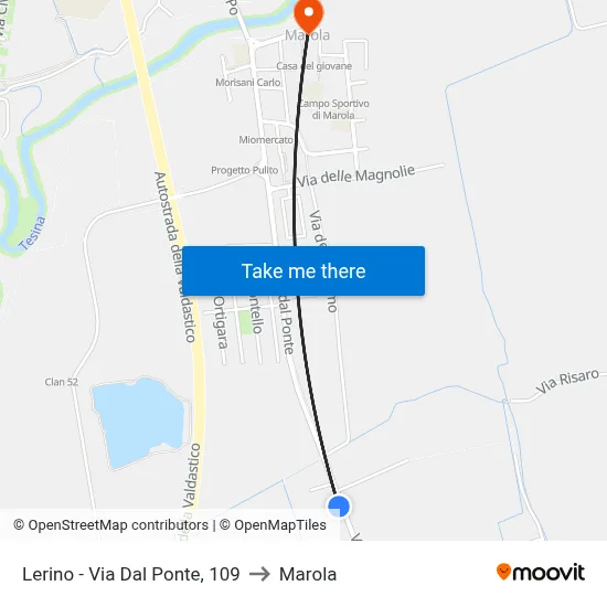 Lerino - Dal Ponte Street, 109 to Marola map