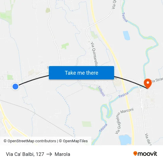 Ca' Balbi Street, 127 to Marola map