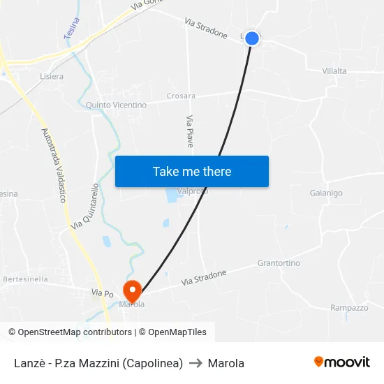 Lanzè - Mazzini Square (Terminal) to Marola map