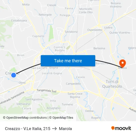 Creazzo - Italy Blvd, 215 to Marola map