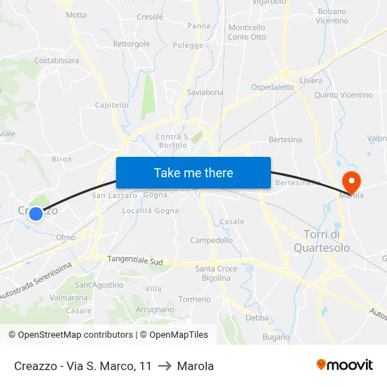 Creazzo - Via S. Marco, 11 to Marola map