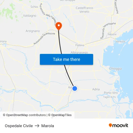 Civil Hospital to Marola map
