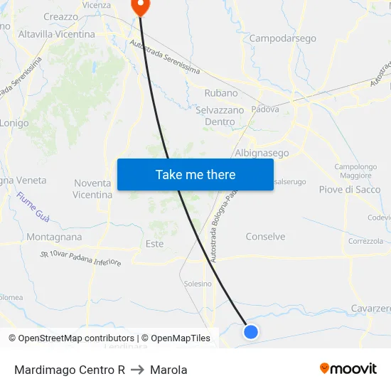 Mardimago Center to Marola map