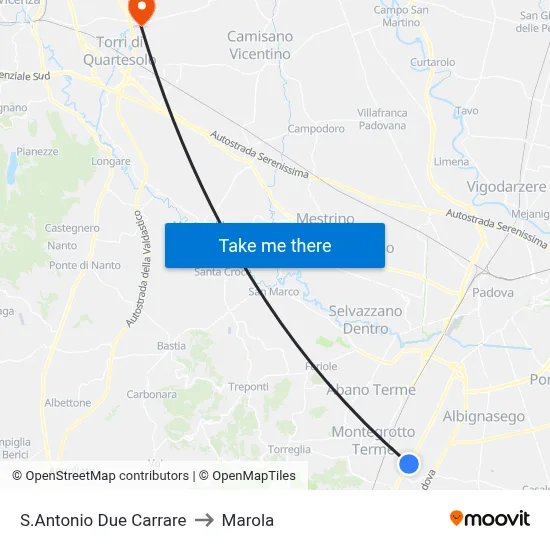 St. Anthony Due Carrare to Marola map