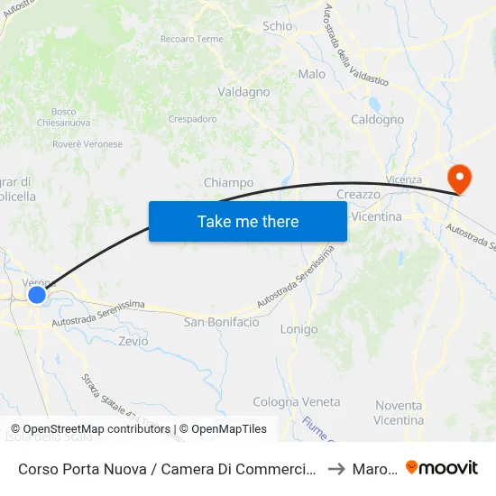 Corso Porta Nuova / Chamber of Commerce A to Marola map