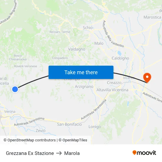 Grezzana Former Station to Marola map