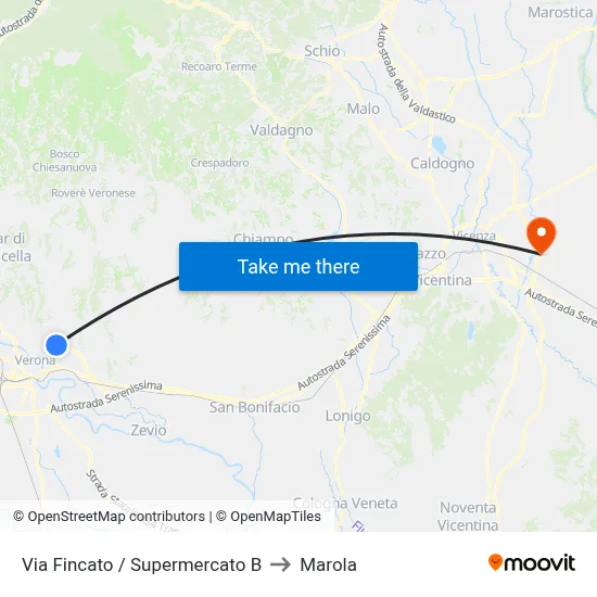 Via Fincato / Supermarket B to Marola map