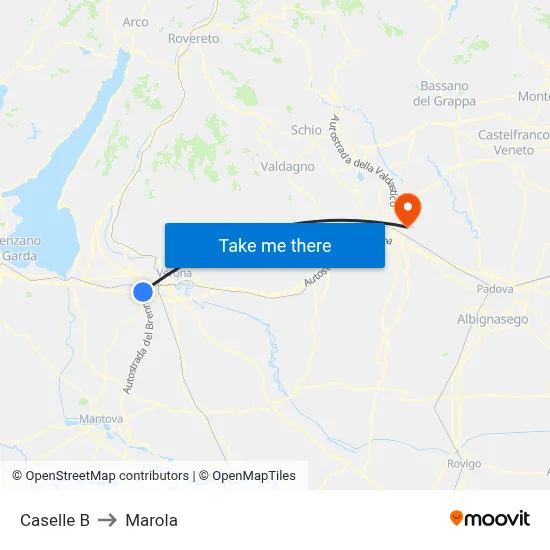 Caselle B to Marola map