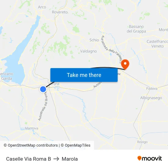 Caselle Roma Street B to Marola map