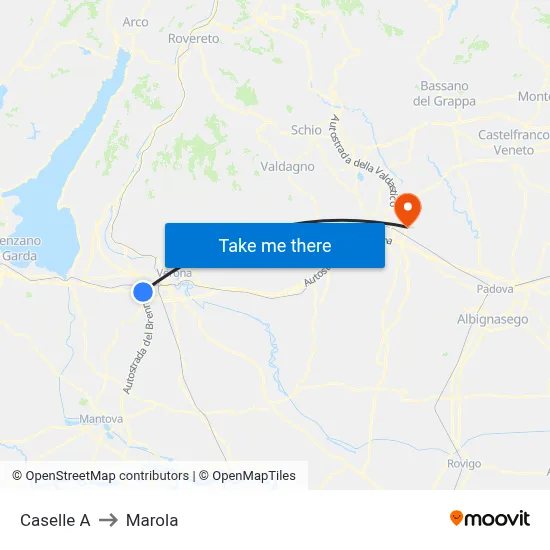 Caselle A to Marola map