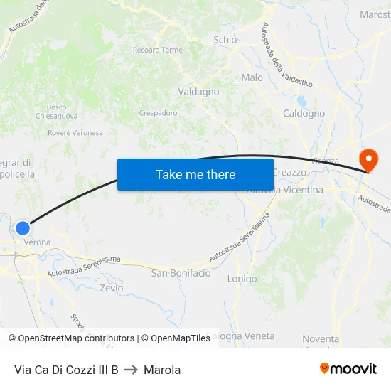 Via Ca Di Cozzi III B to Marola map