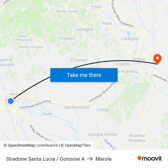 Santa Lucia Road / Golosine A to Marola map
