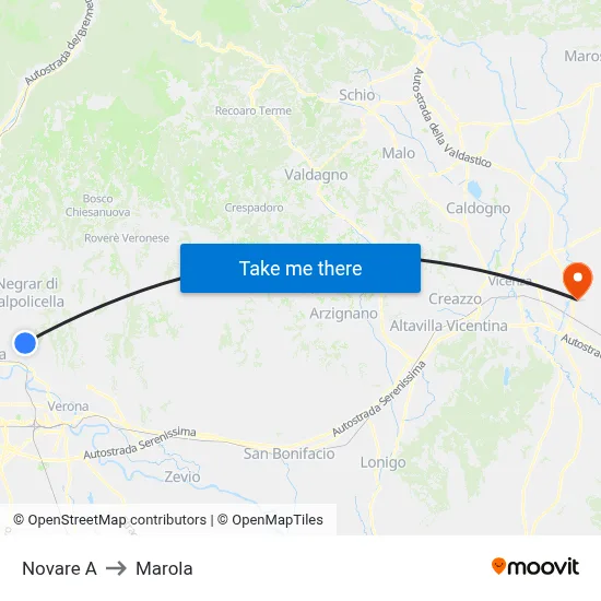 Novare A to Marola map