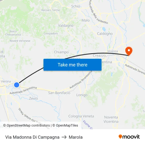 Madonna Di Campagna Street to Marola map