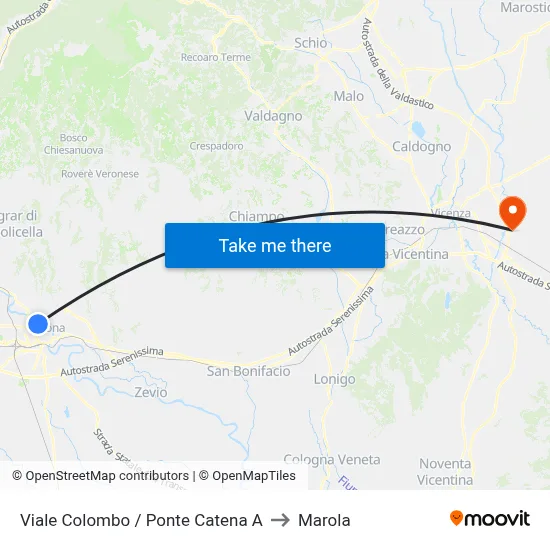 Viale Colombo / Ponte Catena A to Marola map