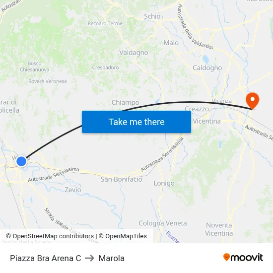 Piazza Bra Arena C to Marola map
