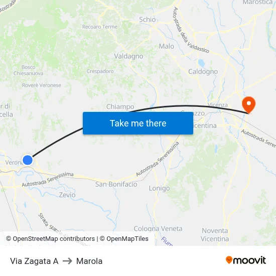 Via Zagata A to Marola map