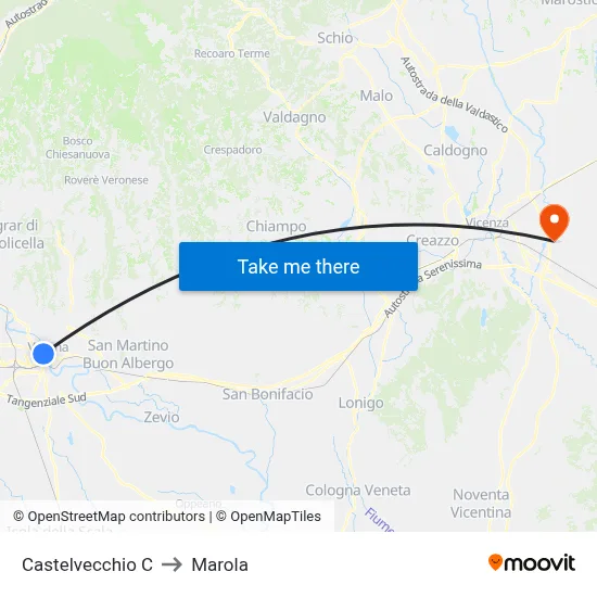 Castelvecchio C to Marola map