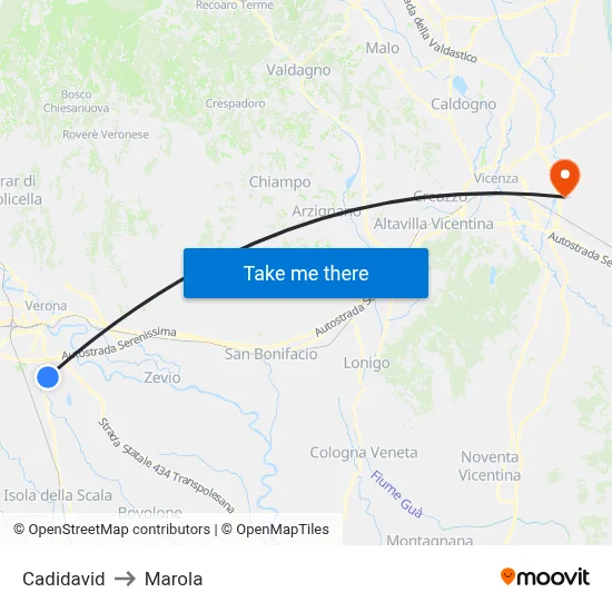 Cadidavid to Marola map