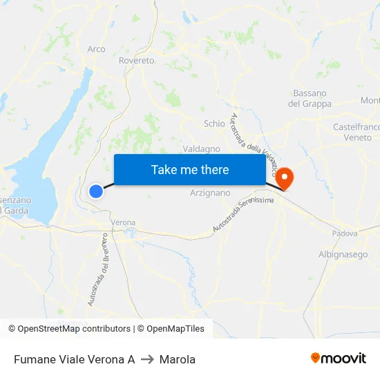 Fumane Verona Avenue A to Marola map